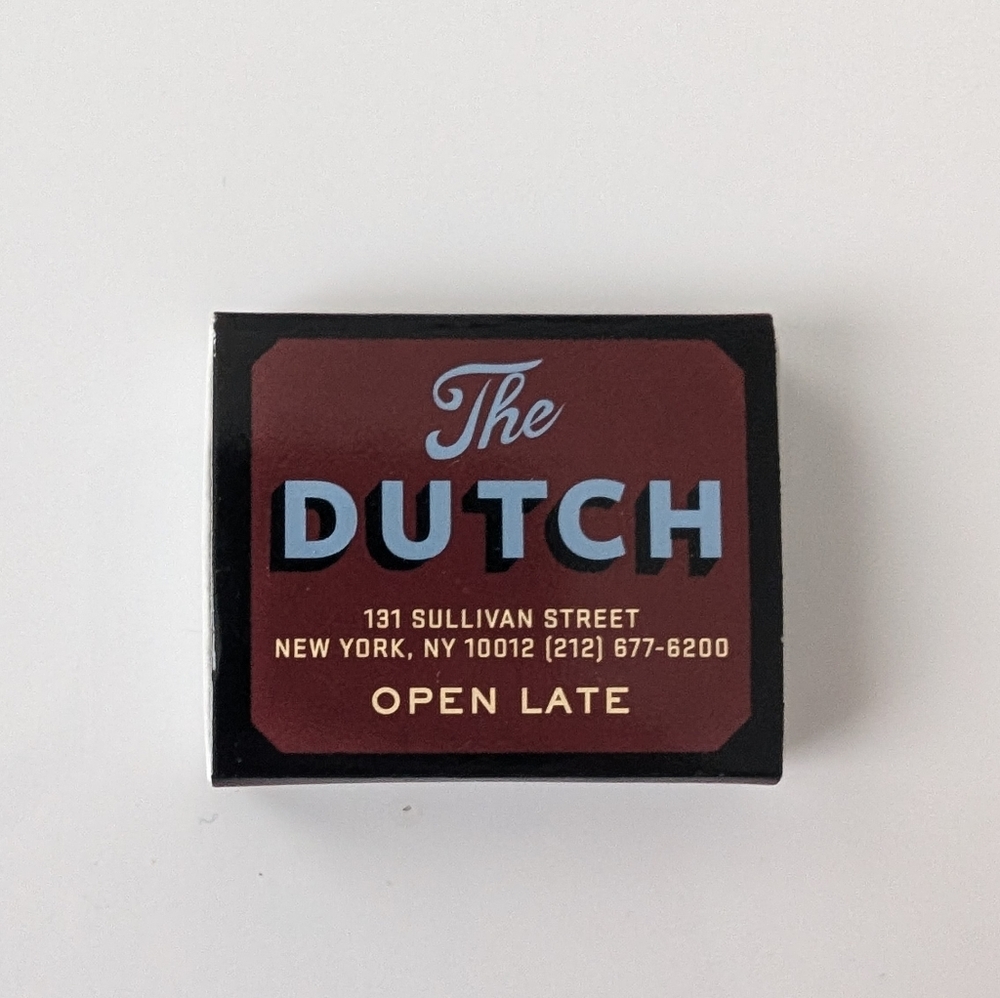 NYC Restaurant Matchbook Matches Matchbox The Dutch New